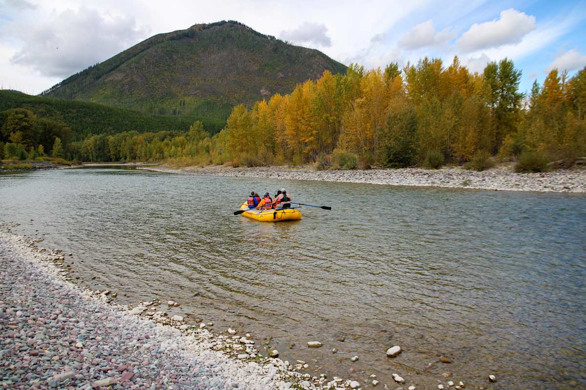 Guests rafting Flathead River, Glacier National Park